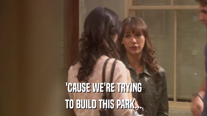 'CAUSE WE'RE TRYING TO BUILD THIS PARK... 
