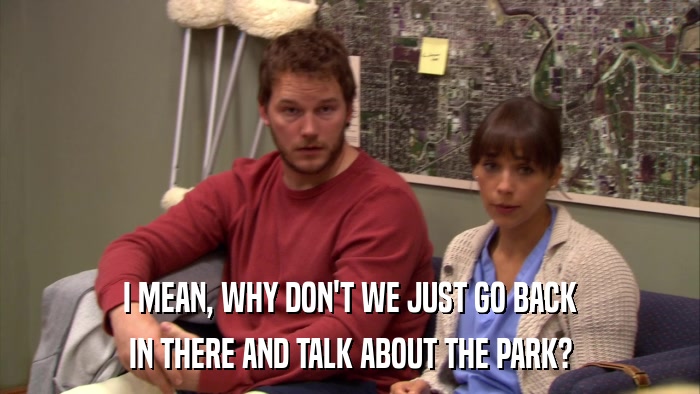 I MEAN, WHY DON'T WE JUST GO BACK IN THERE AND TALK ABOUT THE PARK? 