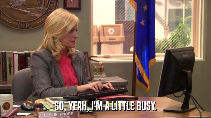 SO, YEAH, I'M A LITTLE BUSY.  