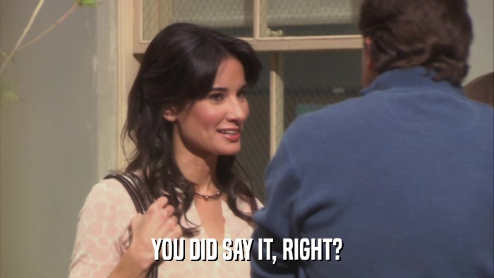 YOU DID SAY IT, RIGHT?  