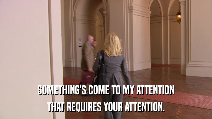 SOMETHING'S COME TO MY ATTENTION THAT REQUIRES YOUR ATTENTION. 