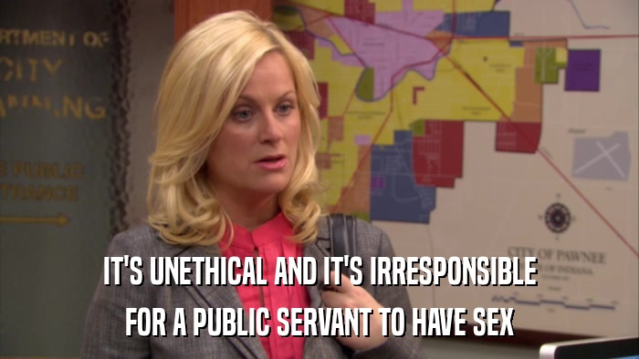 IT'S UNETHICAL AND IT'S IRRESPONSIBLE FOR A PUBLIC SERVANT TO HAVE SEX 