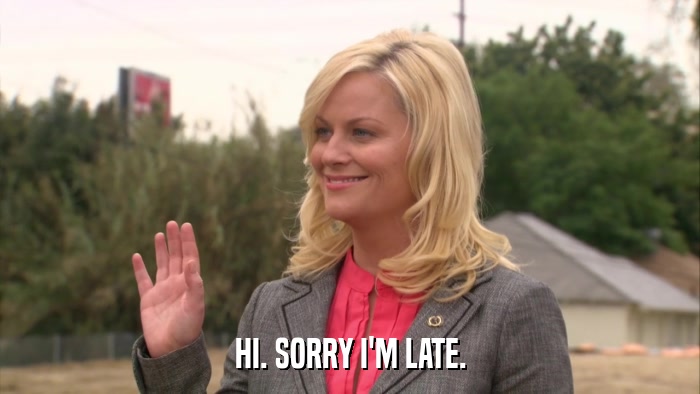 HI. SORRY I'M LATE.  