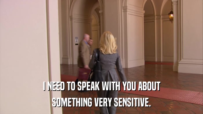I NEED TO SPEAK WITH YOU ABOUT SOMETHING VERY SENSITIVE. 
