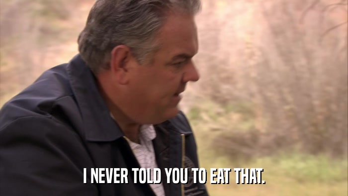 I NEVER TOLD YOU TO EAT THAT.  