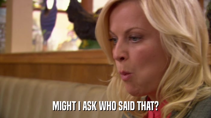 MIGHT I ASK WHO SAID THAT?  