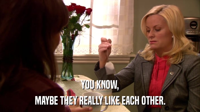 YOU KNOW, MAYBE THEY REALLY LIKE EACH OTHER. 
