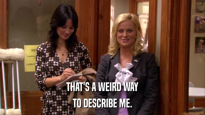 THAT'S A WEIRD WAY TO DESCRIBE ME. 