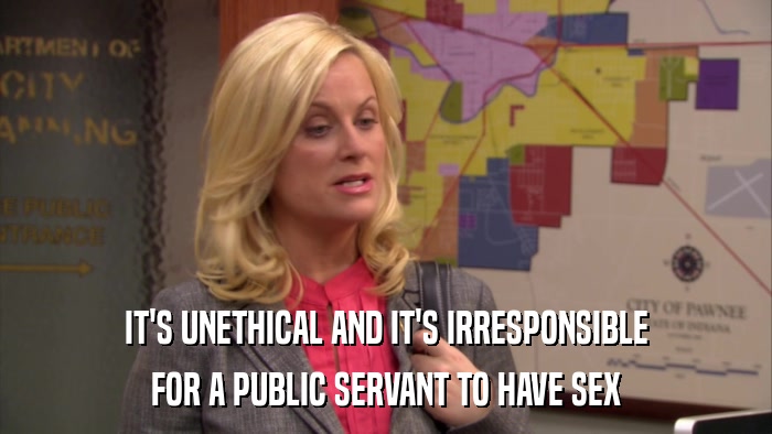 IT'S UNETHICAL AND IT'S IRRESPONSIBLE FOR A PUBLIC SERVANT TO HAVE SEX 