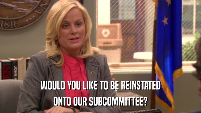 WOULD YOU LIKE TO BE REINSTATED ONTO OUR SUBCOMMITTEE? 