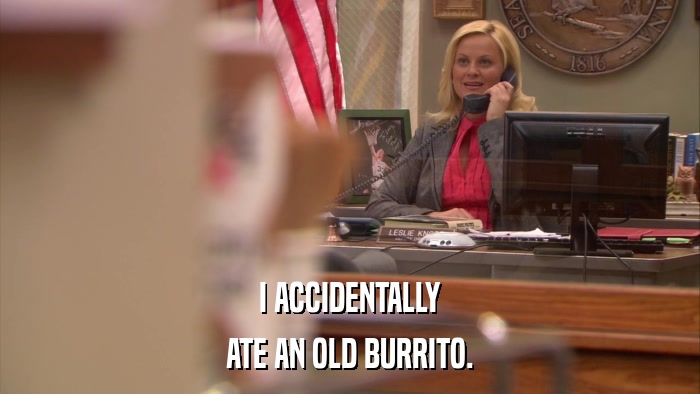 I ACCIDENTALLY ATE AN OLD BURRITO. 