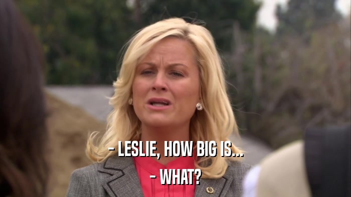 - LESLIE, HOW BIG IS... - WHAT? 