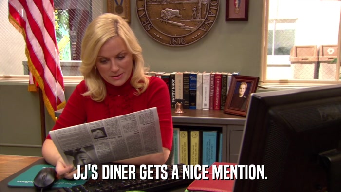 JJ'S DINER GETS A NICE MENTION.  