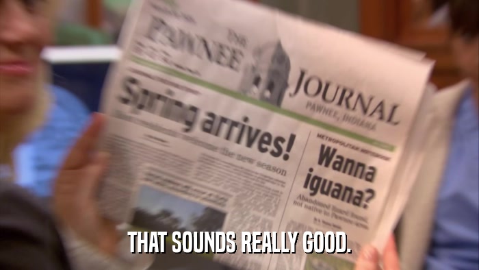 THAT SOUNDS REALLY GOOD.  