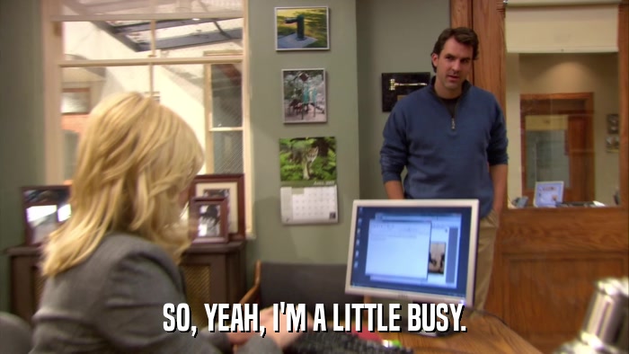 SO, YEAH, I'M A LITTLE BUSY.  