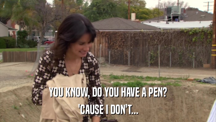 YOU KNOW, DO YOU HAVE A PEN? 'CAUSE I DON'T... 