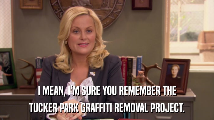 I MEAN, I'M SURE YOU REMEMBER THE TUCKER PARK GRAFFITI REMOVAL PROJECT. 