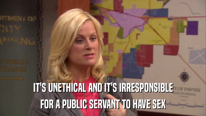 IT'S UNETHICAL AND IT'S IRRESPONSIBLE FOR A PUBLIC SERVANT TO HAVE SEX 