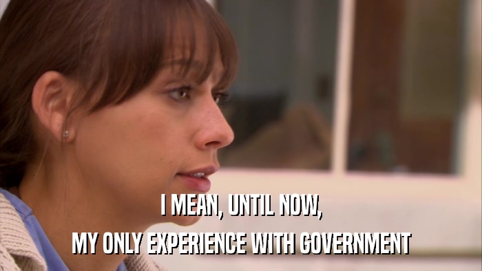 I MEAN, UNTIL NOW, MY ONLY EXPERIENCE WITH GOVERNMENT 