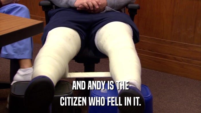 AND ANDY IS THE CITIZEN WHO FELL IN IT. 