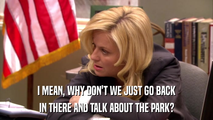 I MEAN, WHY DON'T WE JUST GO BACK IN THERE AND TALK ABOUT THE PARK? 