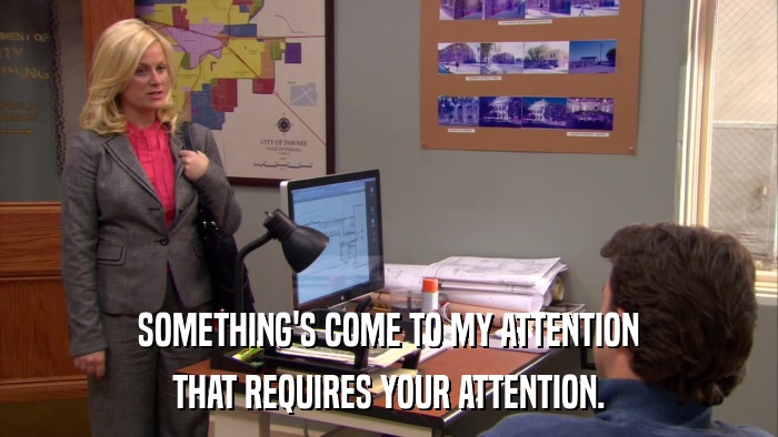 SOMETHING'S COME TO MY ATTENTION THAT REQUIRES YOUR ATTENTION. 