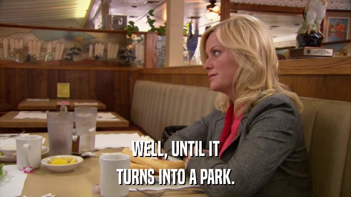WELL, UNTIL IT TURNS INTO A PARK. 