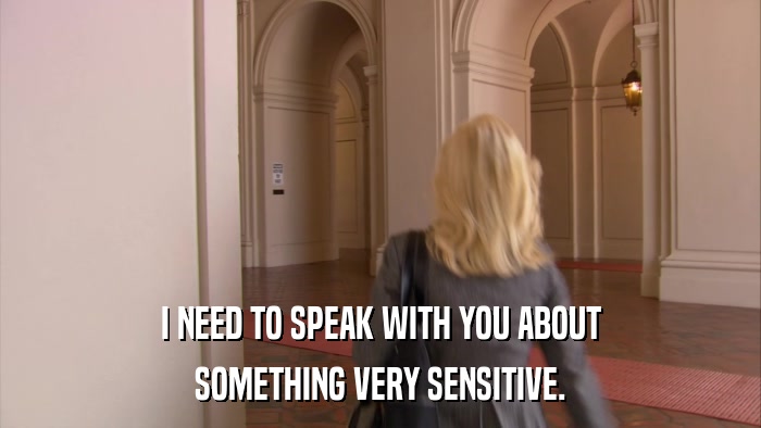 I NEED TO SPEAK WITH YOU ABOUT SOMETHING VERY SENSITIVE. 
