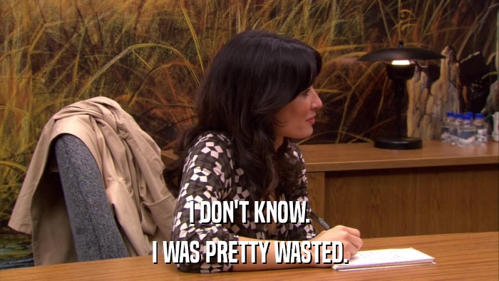 I DON'T KNOW. I WAS PRETTY WASTED. 
