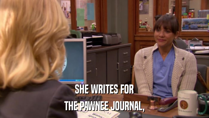 SHE WRITES FOR THE PAWNEE JOURNAL, 