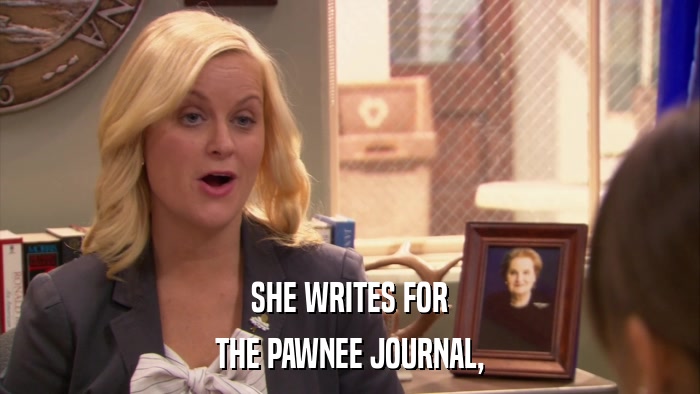 SHE WRITES FOR THE PAWNEE JOURNAL, 