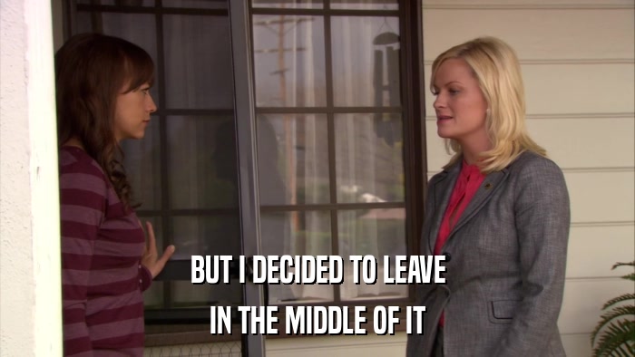 BUT I DECIDED TO LEAVE IN THE MIDDLE OF IT 