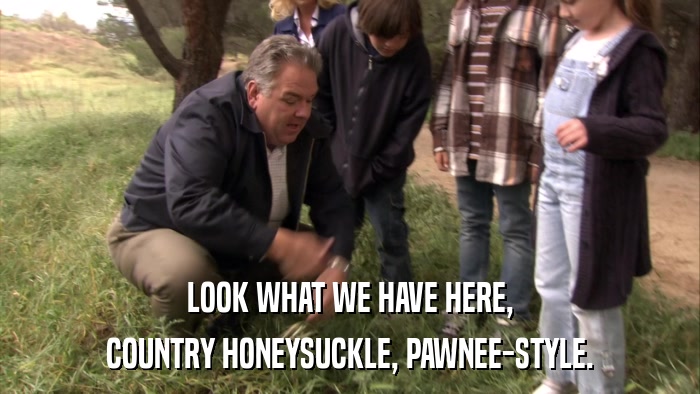 LOOK WHAT WE HAVE HERE, COUNTRY HONEYSUCKLE, PAWNEE-STYLE. 