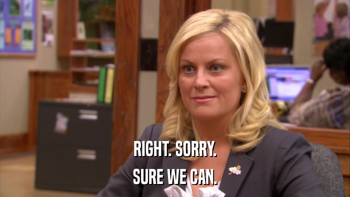 RIGHT. SORRY. SURE WE CAN. 