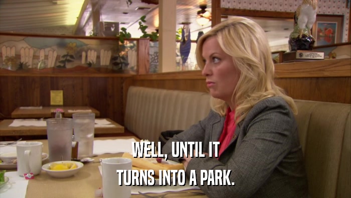 WELL, UNTIL IT TURNS INTO A PARK. 
