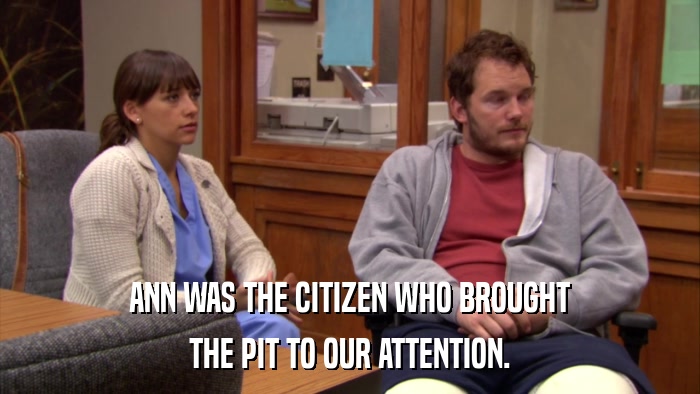 ANN WAS THE CITIZEN WHO BROUGHT THE PIT TO OUR ATTENTION. 
