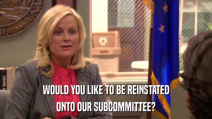 WOULD YOU LIKE TO BE REINSTATED ONTO OUR SUBCOMMITTEE? 