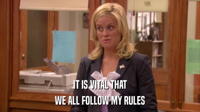 IT IS VITAL THAT WE ALL FOLLOW MY RULES 