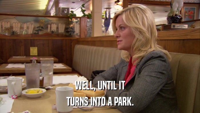 WELL, UNTIL IT TURNS INTO A PARK. 