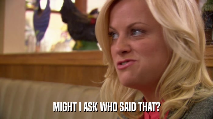 MIGHT I ASK WHO SAID THAT?  