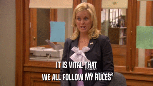 IT IS VITAL THAT WE ALL FOLLOW MY RULES 