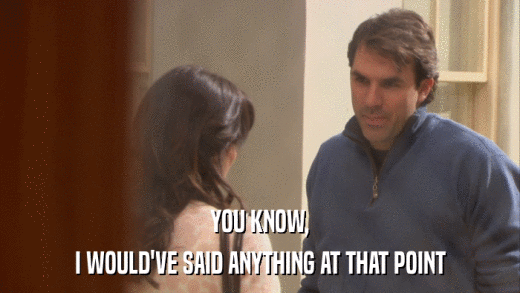 YOU KNOW, I WOULD'VE SAID ANYTHING AT THAT POINT 