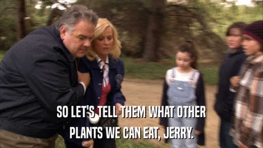 SO LET'S TELL THEM WHAT OTHER PLANTS WE CAN EAT, JERRY. 