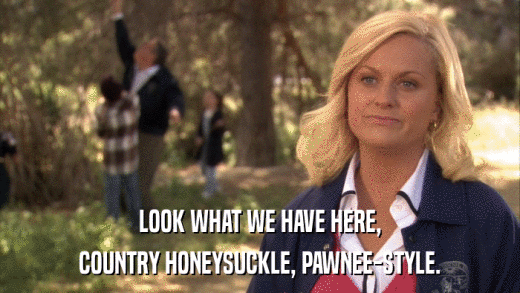 LOOK WHAT WE HAVE HERE, COUNTRY HONEYSUCKLE, PAWNEE-STYLE. 