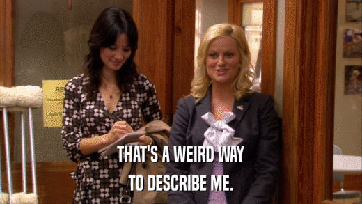 THAT'S A WEIRD WAY TO DESCRIBE ME. 