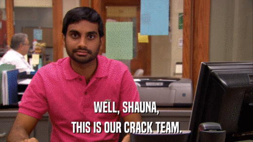 WELL, SHAUNA, THIS IS OUR CRACK TEAM. 