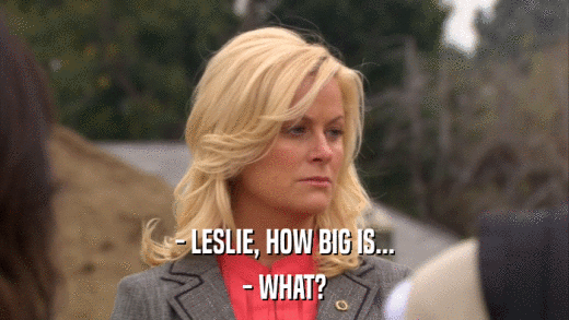 - LESLIE, HOW BIG IS... - WHAT? 