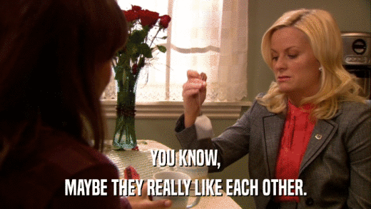 YOU KNOW, MAYBE THEY REALLY LIKE EACH OTHER. 
