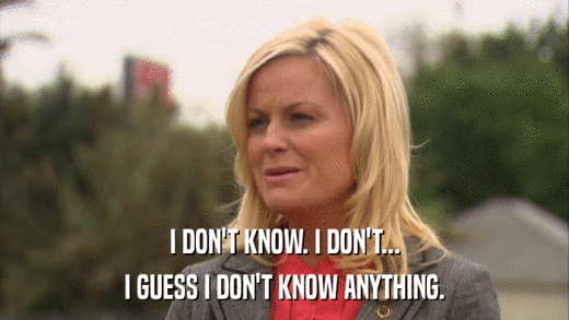 I DON'T KNOW. I DON'T... I GUESS I DON'T KNOW ANYTHING. 
