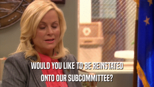 WOULD YOU LIKE TO BE REINSTATED ONTO OUR SUBCOMMITTEE? 